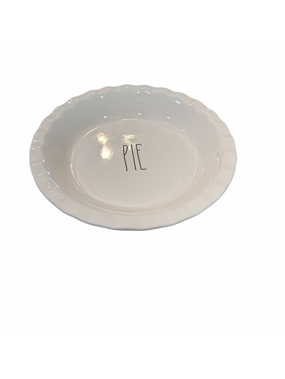 Rae Dunn Artisan Collection Pie Plate Deep Dish Fluted Edge Black LL PIE 10.5"